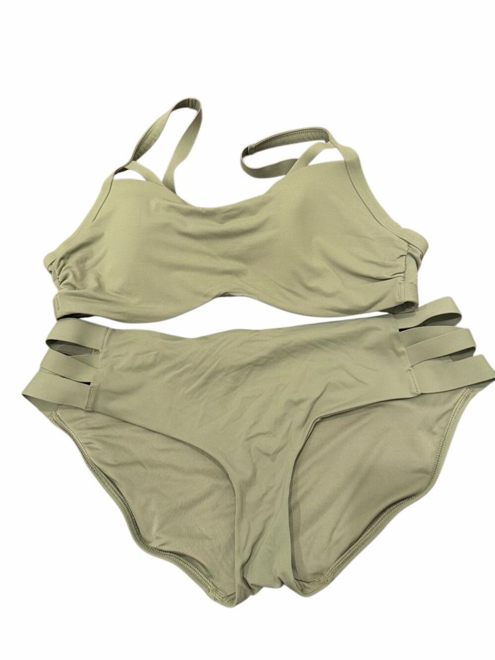 Athleta green square neck bikini swimsuit- size L